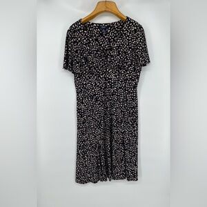 Chaps Black Multicolor Dot Dress XL Classic Casual Fit-n-flare Vintage-Inspired